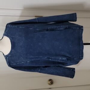 Lumiere Size M Denim Look Pullover Sweatshirt Style Top, Drop Sleeve, EUC